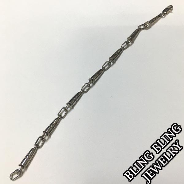 【セール】 HIPHOPジュエリー メンズ ブレスレット S シルバー 925 プレーティング スト...