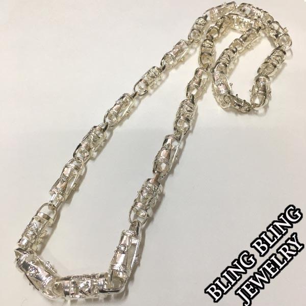 【セール】 HIPHOPジュエリー メンズ ネックレス チェーン 75cm K シルバー 925 プ...