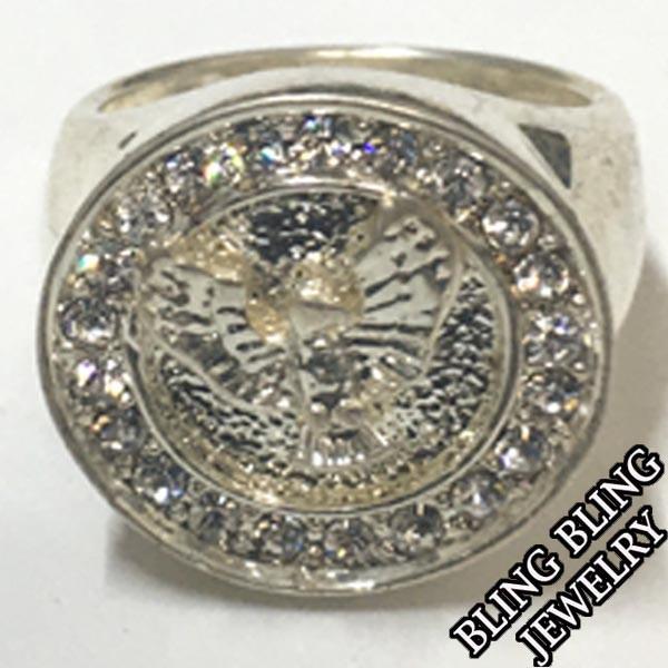 【セール】 HIPHOPジュエリー メンズ リング 03 イーグル　鷲 ジルコニア シルバー  プレ...