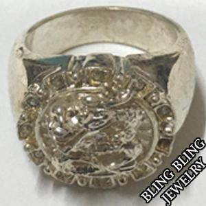 【セール】 HIPHOPジュエリー メンズ リング 14 DRAGON ドラゴン ジルコニア シルバー プレーティング 指輪 ブラス 真鍮 BLING JEWELRY HIPHOP　ストリート｜crs