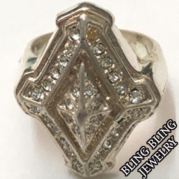 【セール】 HIPHOPジュエリー メンズ リング 20 シルバー プレーティング 指輪 ブラス 真...