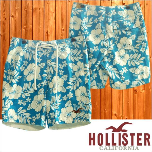 ホリスター メンズ 水着 ブルー HOLLISTER スイムパンツ 花柄 ショーツ アメカジ ブラン...