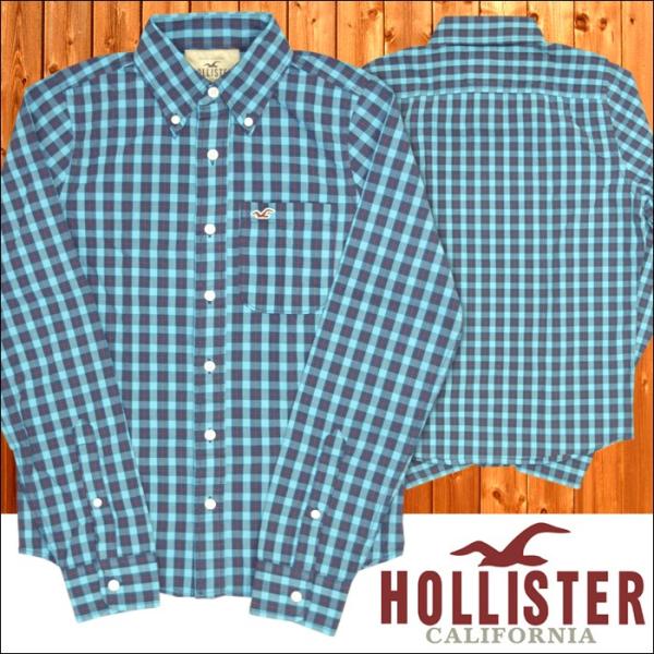 ホリスター メンズ チェックシャツ HOLLISTER ボタンシャツ ブルー シャツ アメカジ ブラ...