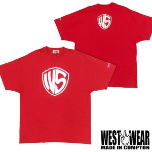 G-way メンズ 半袖 Tシャツ WESTWEAR AUTHENTIC プリント ロゴ レッド