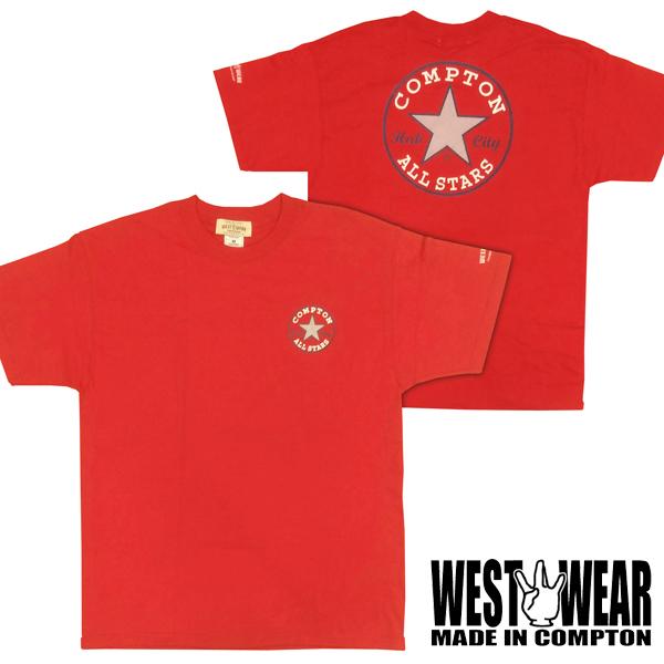 G-way メンズ 半袖 Tシャツ COMPTON ALL STAR プリント ロゴ レッド WES...