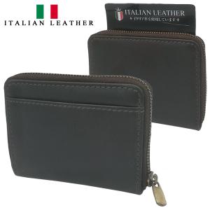 財布 小銭入れ メンズ レディース 革 コインケース ラウンドファスナー ウォレット ブラウン 12 ITALIAN LEATHER イタリアンレザー