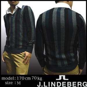 Jリンドバーグ カーディガン J LINDEBERG ゴルフ ウェア 長袖 ストライプ ニット ネイビー ジェイリンドバーグ メンズ プレッピー｜crs