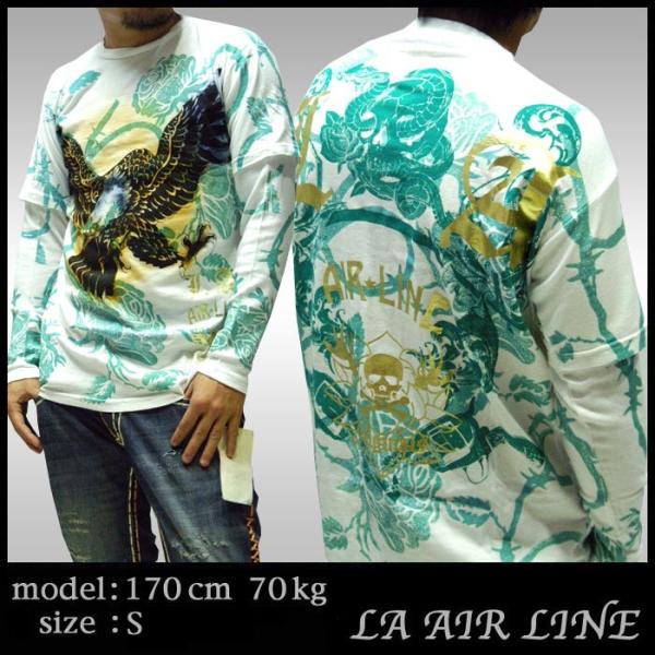 LA AIRLINE メンズ ロンT Tシャツ EAGLE ホワイト LAブランド LAセレブ アメ...