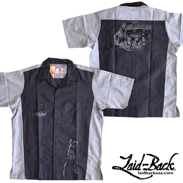 Laid-Back USA レイドバック ヴィンテージ ワークシャツ メンズ 半袖 ボーリングシャツ...