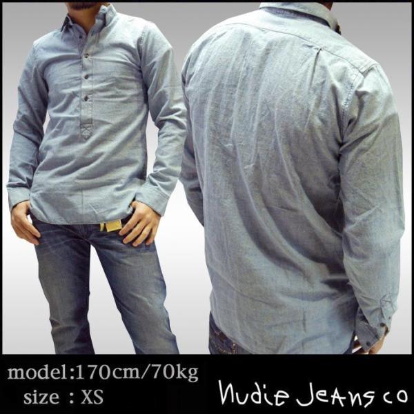 100種類以上品揃え ヌーディージーンズ NUDIE JEANS メンズ シャンブレー 長袖 シャツ...