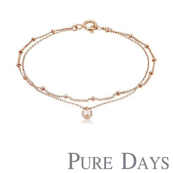 【即納】ピュアデイズ レディース シルバー925 キュービック ジルコニア 2連 チェーン ブレスレ...