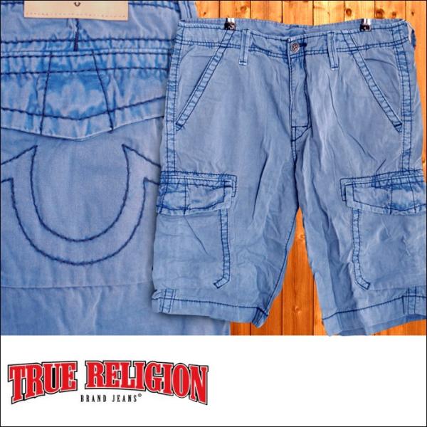 トゥルーレリジョン TRUE RELIGION メンズ ハーフパンツ ISAAC CARGO コバル...