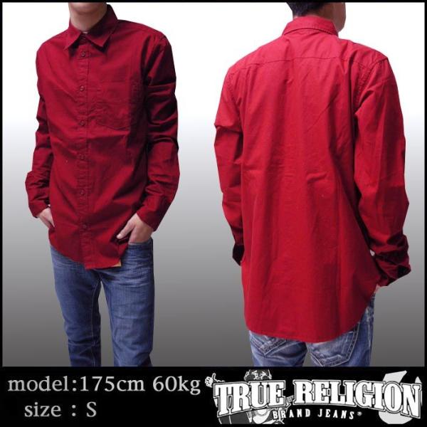TRUE RELIGION トゥルーレリジョン メンズ シャツ カジュアル ドレス シャツ バーガン...