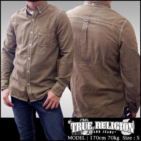 TRUE RELIGION トゥルーレリジョン メンズ コットン 長袖 シャツ SINGLE POC...