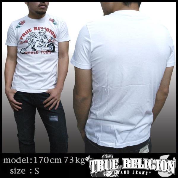 トゥルーレリジョン メンズ TRUE RELIGION Tシャツ BIKE&amp;ROSES ホワイト ｔ...