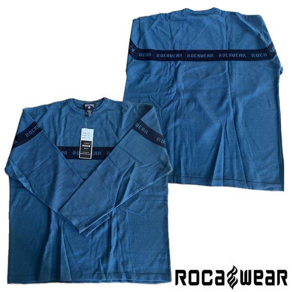ロカウェア メンズ 長袖　アクリル　セーター　ブルー ロング　スリーブ ROCAWEAR ストリート...