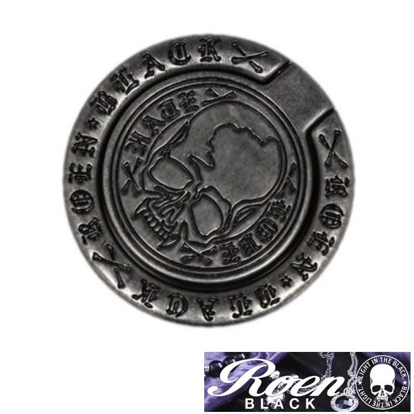 【再入荷なし　即納】Roen BLACK ロエン ブラック スカル スマホリング　スマホスタンド　バ...