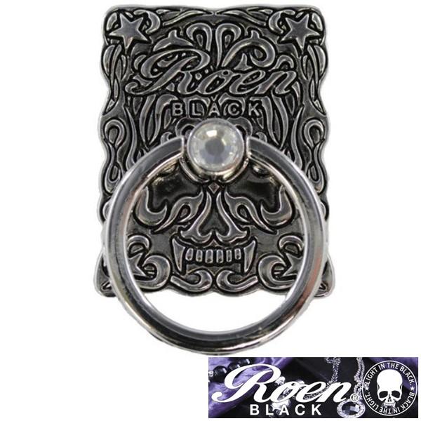 【即納】Roen BLACK ロエン ブラック スカル スマホリング　スマホスタンド　バンカーリング...