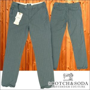 スコッチ&ソーダ スコッチアンドソーダ scotch&soda メンズ スリムストレート コットンパンツ チェック ウォッシュチャコール ズボン 031｜crs