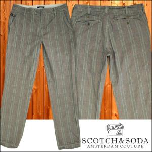 スコッチ&ソーダ スコッチアンドソーダ scotch&soda メンズ スリムストレート コットンパンツ チェック グレー ピンク ズボン ボトムス 037｜crs