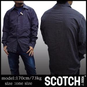 スコッチ&ソーダ スコッチアンドソーダ scotch&soda メンズ 長袖 シャツ チェック ネイビー イエロー レッド ダブルボタン トップス カジュアル 158｜crs