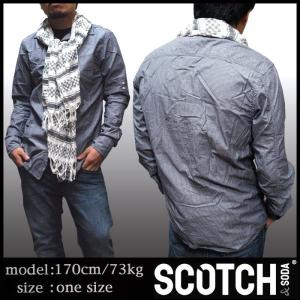 スコッチ&ソーダ スコッチアンドソーダ scotch&soda メンズ 長袖 シャツ ストール付き ストライプ グレー ホワイト ダブルスナップボタン 205｜crs