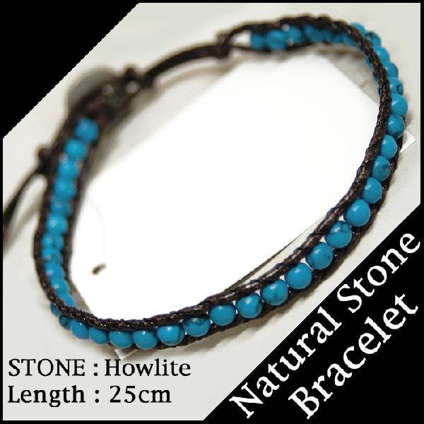 Natural Stone シングル ラップ ブレスレット 天然石 ターコイズ レザー アクセサリー...