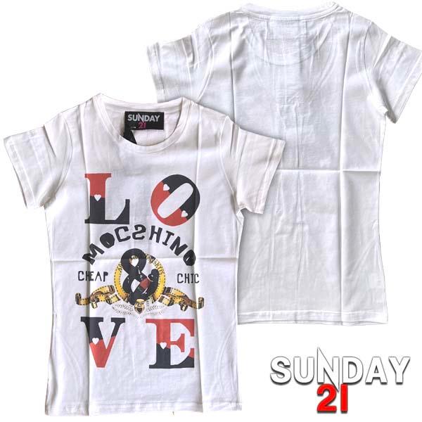 イタリア製 SUNDAY21 サンデー21 レディース Tシャツ MGM パロディー LOVE MO...