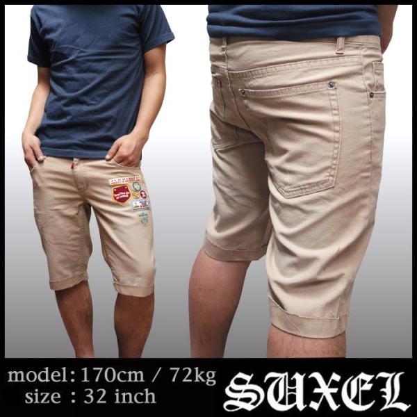 最終値下げ SUXEL サクエル メンズ ハーフパンツ スリム ショーツ ベージュ ヴィンテージ 加...