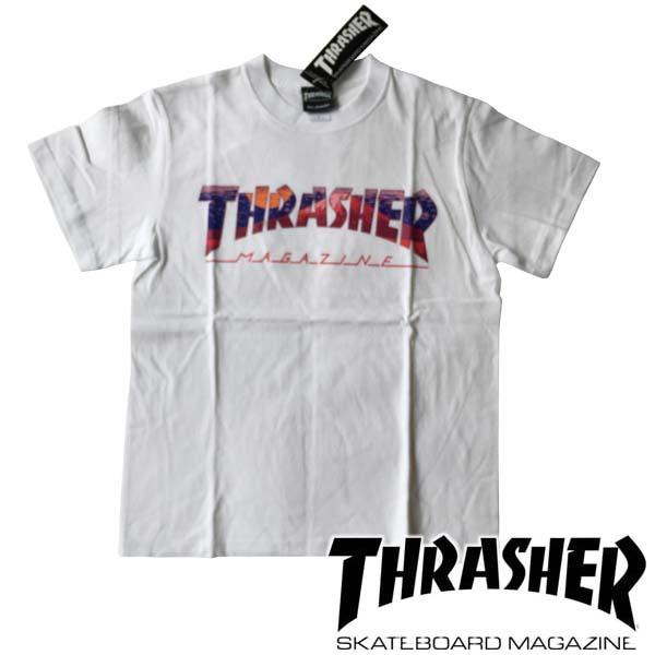 スラッシャー THRASHER メンズ ロゴ Tシャツ FUJI LOGO ホワイト サンセット 半...