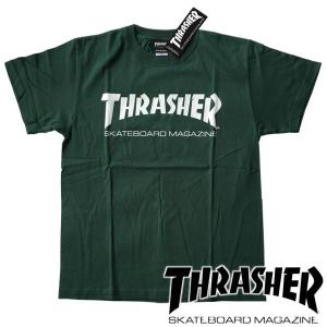 スラッシャー THRASHER メンズ Tシャツ MAG LOGO IVY　グリーン ホワイト  スケーター インポート ストリート ブランド HIPHOP 正規