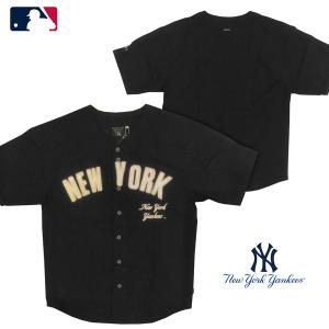 ニューヨーク ヤンキース メンズ 半袖 ベースボール シャツ ブラック メジャーリーグ MLB オフィシャル NY　NEWYORK YANKEES｜crs