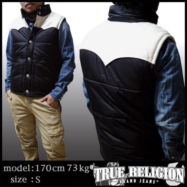 TRUE RELIGION トゥルーレリジョン メンズ レザー ベスト アウター PUFFER VE...