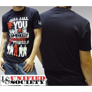 UNIFIED SOCIETY メンズ Tシャツ IF YOU WANT TO BE ブラック レッ...