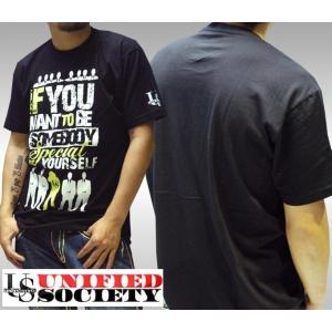 UNIFIED SOCIETY メンズ Tシャツ IF YOU WANT TO BE ブラック イエ...