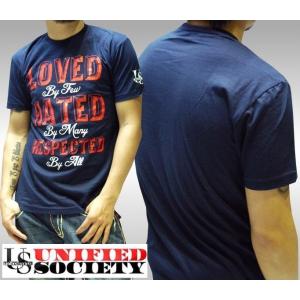 UNIFIED SOCIETY メンズ Tシャツ LOVED HATED RESPECTED ネイビ...
