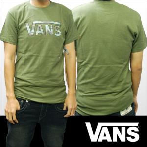 バンズ Tシャツ メンズ VANS 服  迷彩 ロゴ モスグリーン インポート ブランド ストリート サーフ スケーター スタイル｜crs