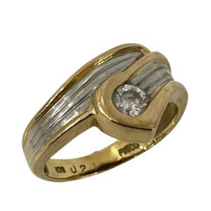 【値下げしました!】JEWELRY(ジュエリー)　ダイヤモンド　リング　指輪　K18YG(750)イエローゴールド　PT900プラチナ　D0.20ct　3.6g　Bランク｜cruru