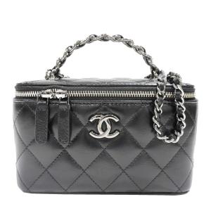 CHANEL (シャネル)  マトラッセ バニティバッグ ハンドバッグ ショルダーバッグ ブラック/SV金具 ラムスキン ランクA