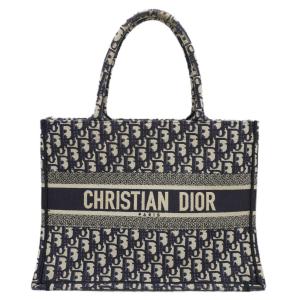 Dior (ディオール)  ブックトートミディアムバッグ ハンドバッグ トートバッグ ネイビー  ジャガード ランクA｜cruru