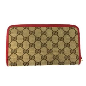 GUCCI(グッチ)　ＧＧキャンバスラウンド長財布　レッド｜cruru