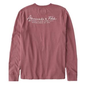 アバクロ / Abercrombie&amp;Fitch / メンズ バック プリント ロンT ダークレッド