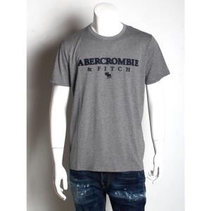 アバクロ / Abercrombie&amp;Fitch メンズ ロゴアップリケ ムース刺繍 Tシャツ グレー