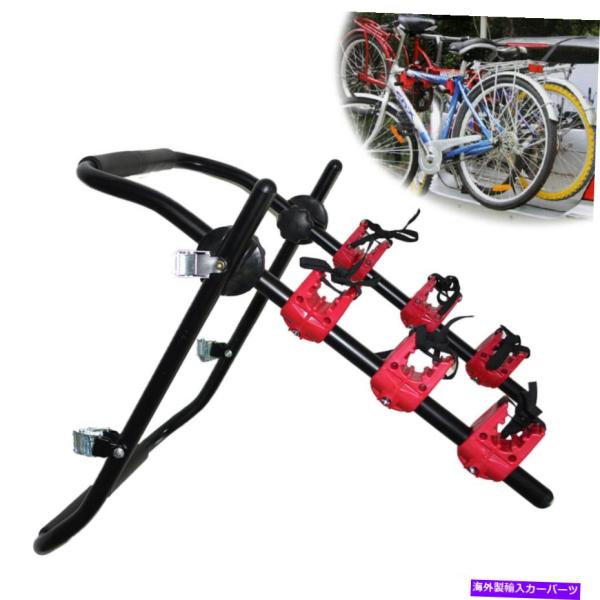 USサイクルキャリア 3バイク自転車トランクラック折りたたみ可能なリアマウントラックカーキャリアバン...
