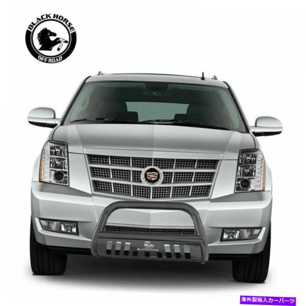Bull Bar ブラックホースブルバースキッドプレートブラックフィット07-13キャデラックエスカ...