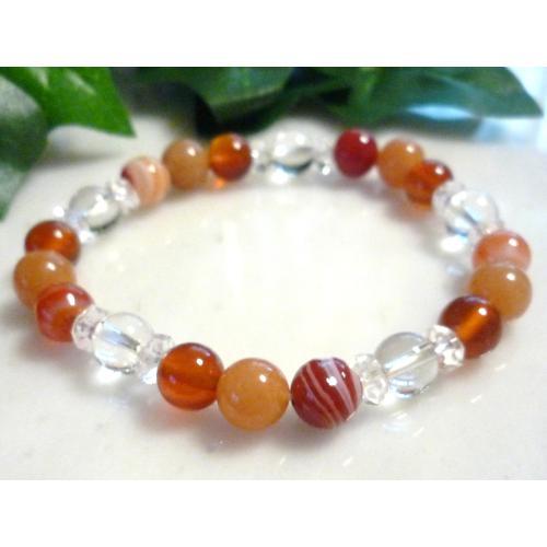 003 天然石 ブレスレット カーネリアン サードニクス レッドアベンチュリン