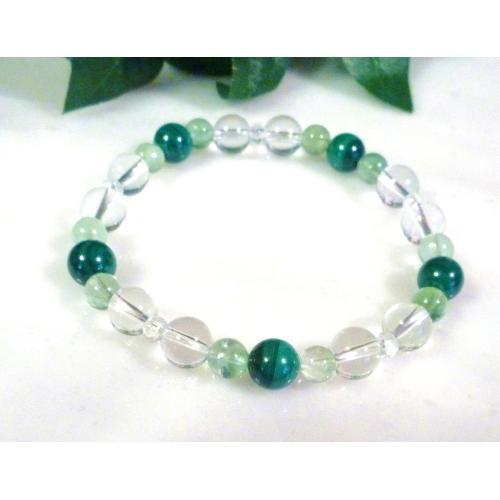 パワーストーン 天然石 ブレスレット マラカイト/グリーン フローライト　015