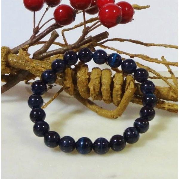 020 天然石 パワーストーン ブレスレット ホークスアイ 鷹目石 8mm球