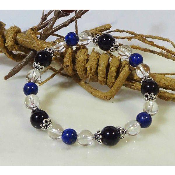 パワーストーン 天然石 ブレスレット/ブラックオニキス/ラピスラズリ 024