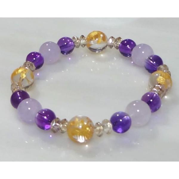 025 天然石 ブレスレット 四神彫水晶 ラベンダーアメジスト アメジスト